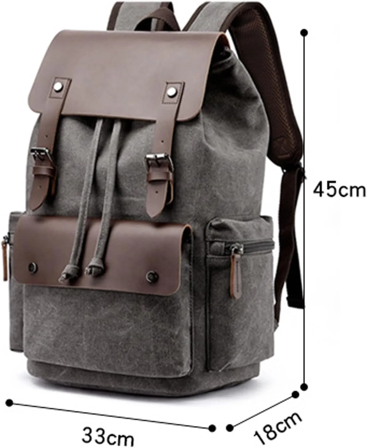 IT'SCARL Men's backpack, laptop bag, multi pocket durable, waterproof canvas backpack (gray)(grey)