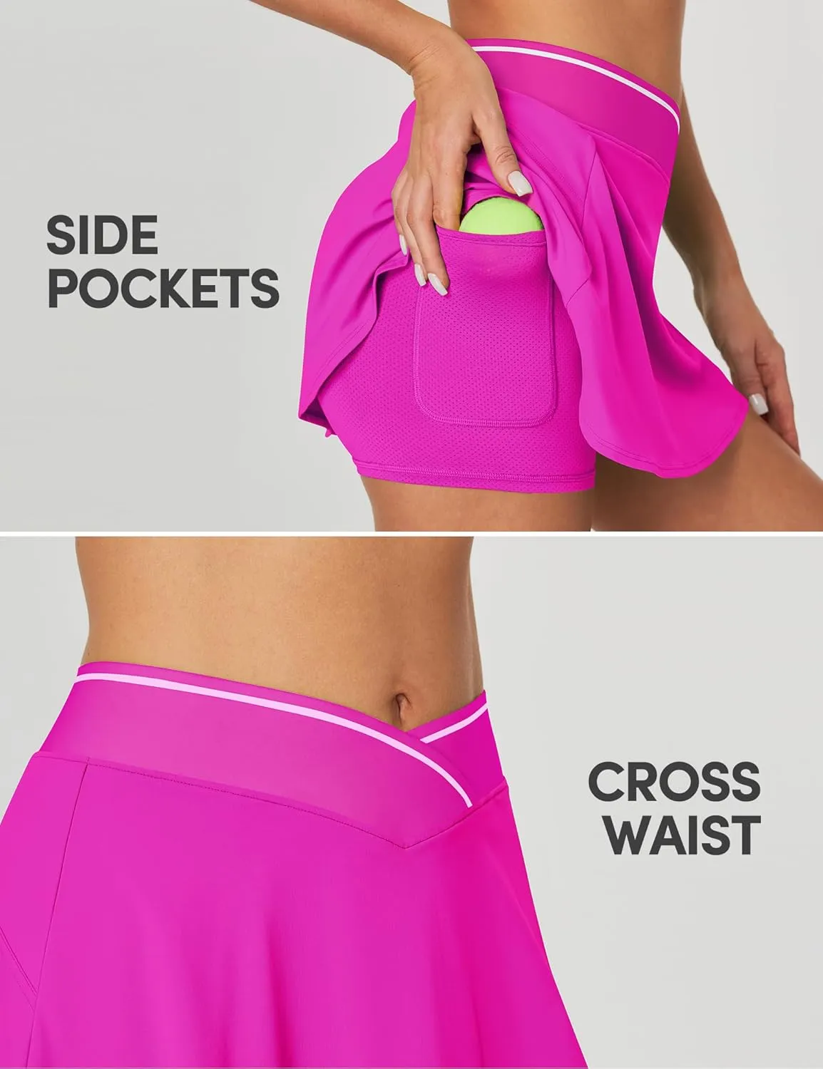 IUGA Athletic Skorts for Women Tennis Skirt with Pockets Cross Waist Athletic Skirt for Golf Pickleball