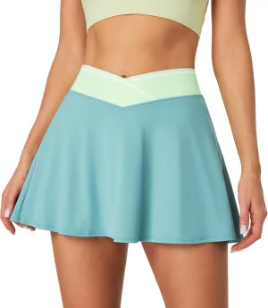 IUGA Athletic Skorts for Women Tennis Skirt with Pockets Cross Waist Athletic Skirt for Golf Pickleball