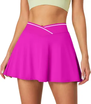 IUGA Athletic Skorts for Women Tennis Skirt with Pockets Cross Waist Athletic Skirt for Golf Pickleball