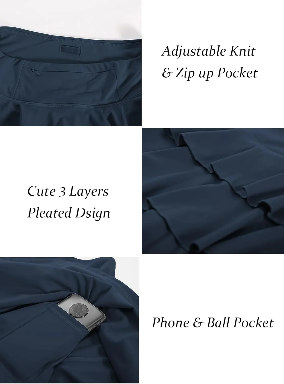 JACK SMITH Pleated Tennis Skirts for Women with Shorts 3 Pockets Golf Athletic Skort Tummy Control for Pickleball Running