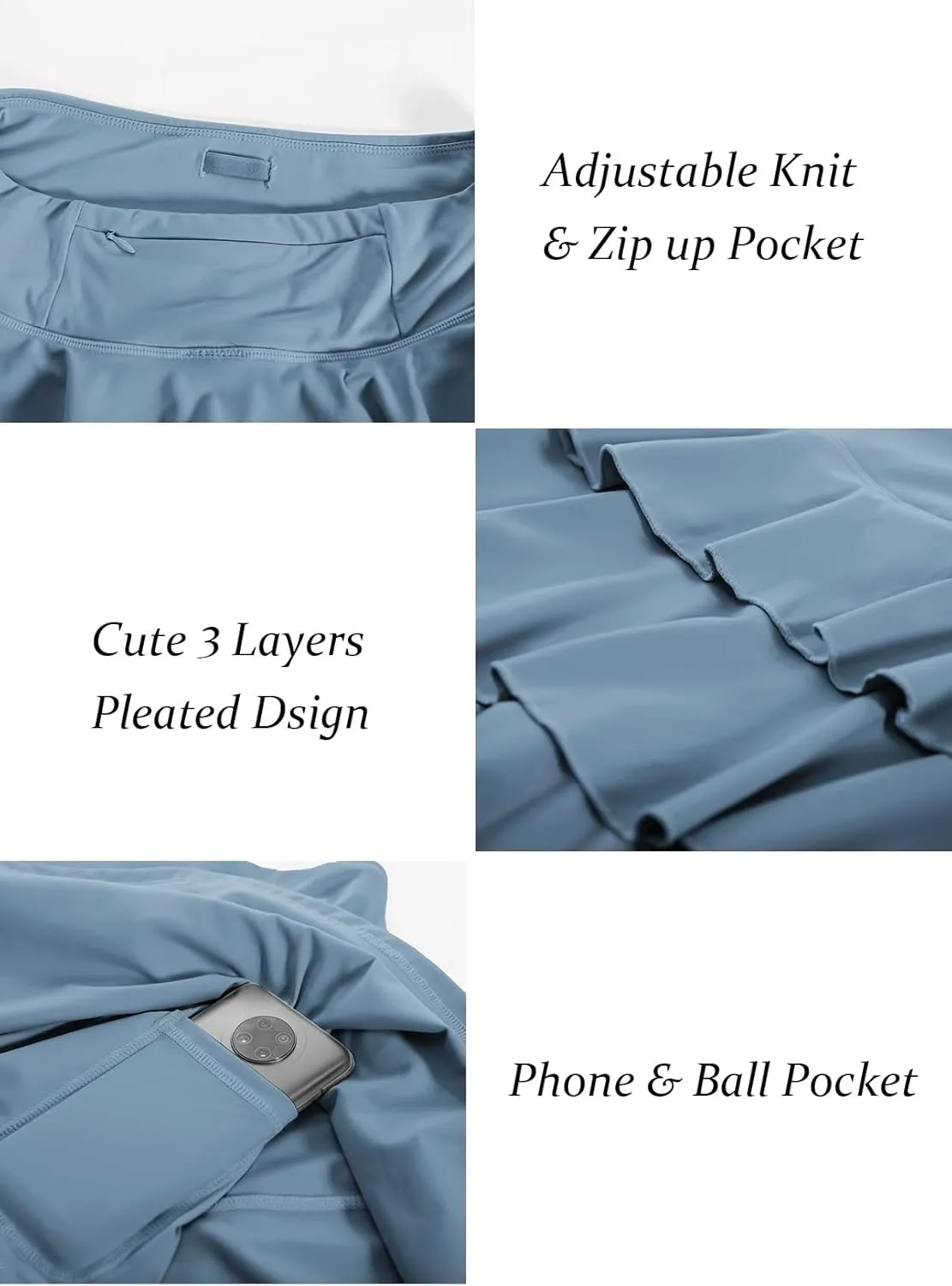 JACK SMITH Pleated Tennis Skirts for Women with Shorts 3 Pockets Golf Athletic Skort Tummy Control for Pickleball Running