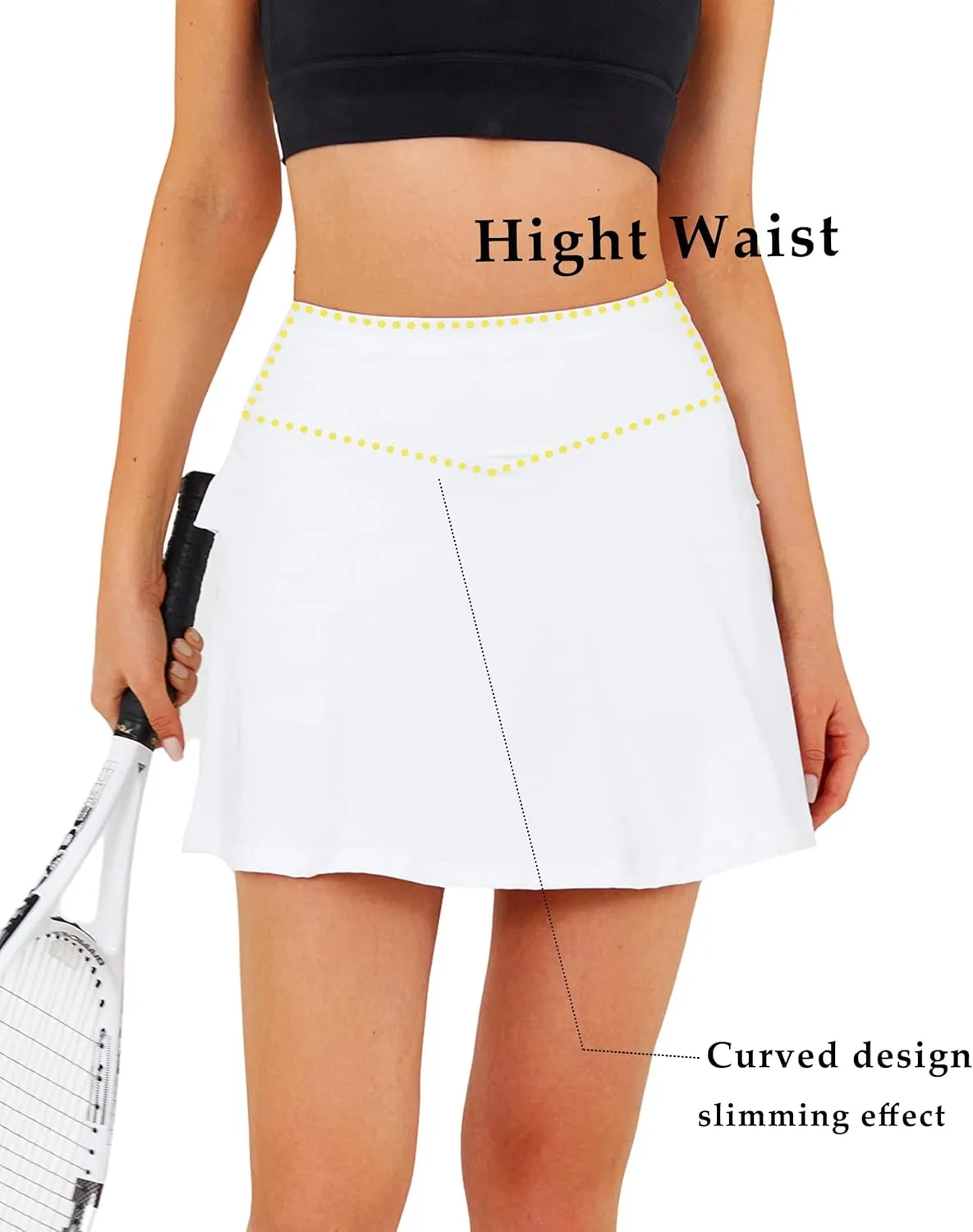 JACK SMITH Pleated Tennis Skirts for Women with Shorts 3 Pockets Golf Athletic Skort Tummy Control for Pickleball Running
