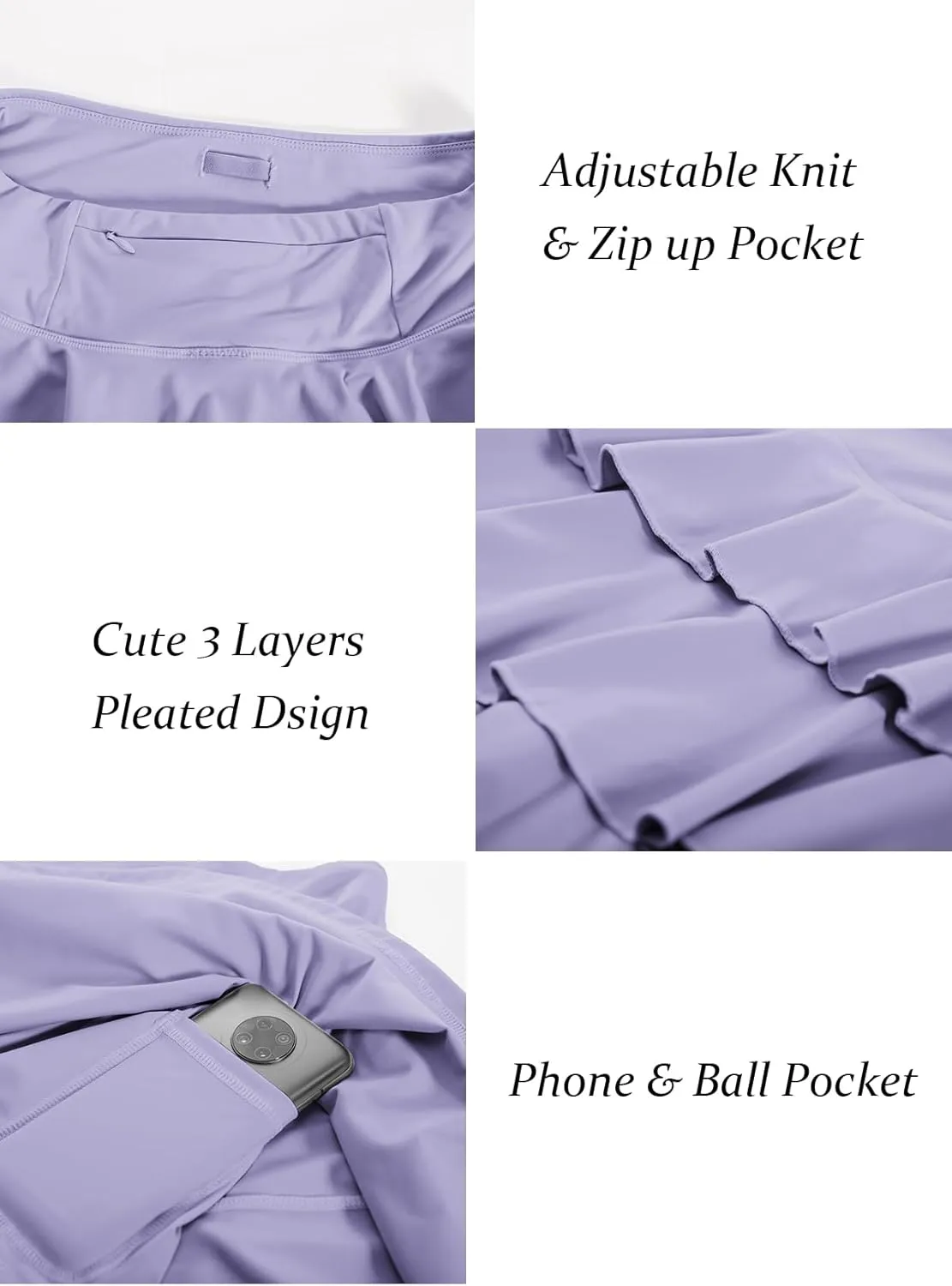 JACK SMITH Pleated Tennis Skirts for Women with Shorts 3 Pockets Golf Athletic Skort Tummy Control for Pickleball Running