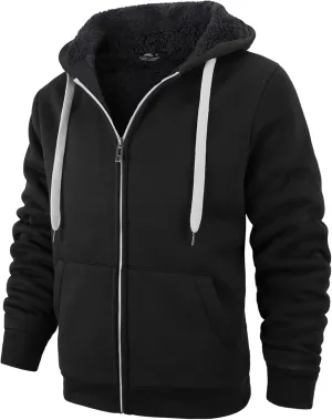 JACKETOWN Men's Heavyweight Fleece Hoodies full Zipper Thick Sherpa Lined Sweatshirt Wool Warm Coat