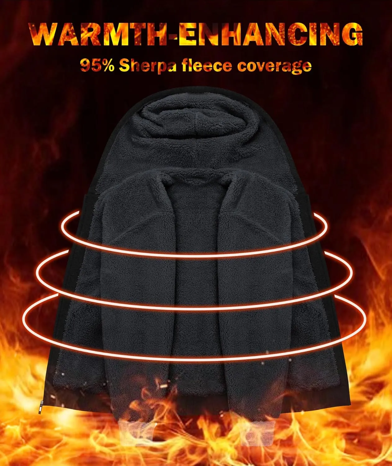 JACKETOWN Men's Heavyweight Fleece Hoodies full Zipper Thick Sherpa Lined Sweatshirt Wool Warm Coat