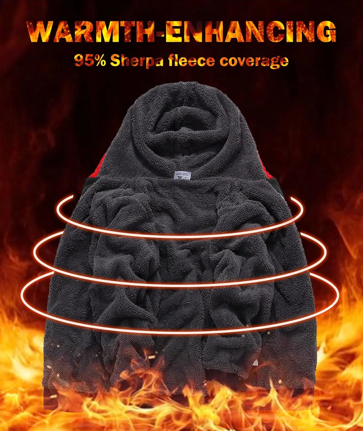 JACKETOWN Men's Heavyweight Fleece Hoodies full Zipper Thick Sherpa Lined Sweatshirt Wool Warm Coat