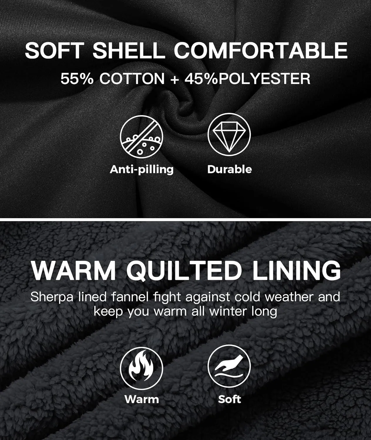 JACKETOWN Men's Heavyweight Fleece Hoodies full Zipper Thick Sherpa Lined Sweatshirt Wool Warm Coat