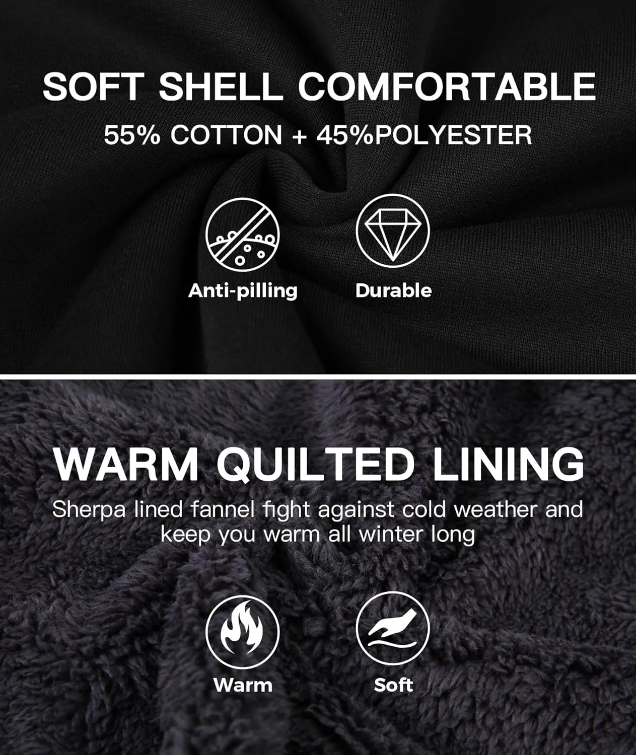 JACKETOWN Men's Heavyweight Fleece Hoodies full Zipper Thick Sherpa Lined Sweatshirt Wool Warm Coat
