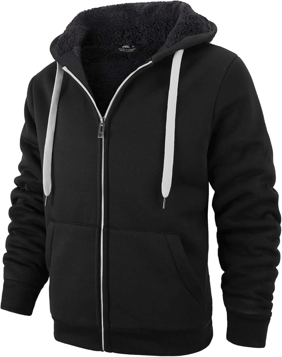 JACKETOWN Men's Heavyweight Fleece Hoodies full Zipper Thick Sherpa Lined Sweatshirt Wool Warm Coat