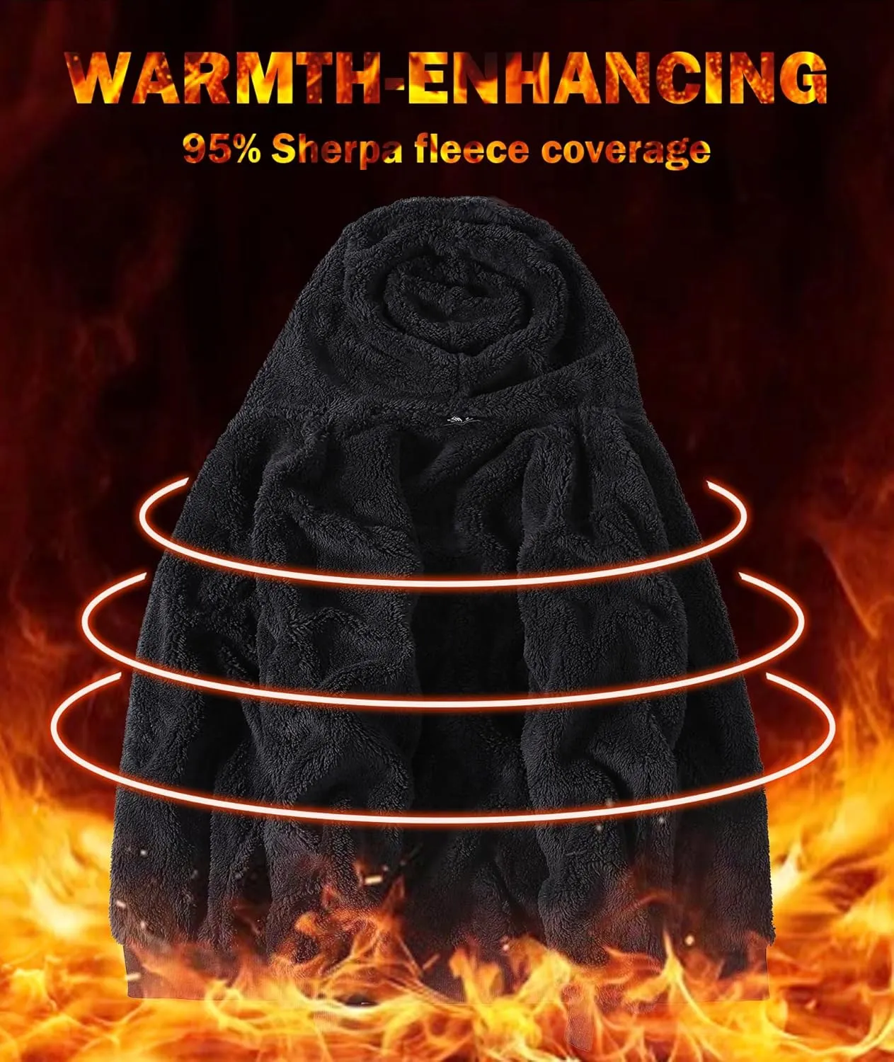 JACKETOWN Men's Heavyweight Fleece Hoodies full Zipper Thick Sherpa Lined Sweatshirt Wool Warm Coat