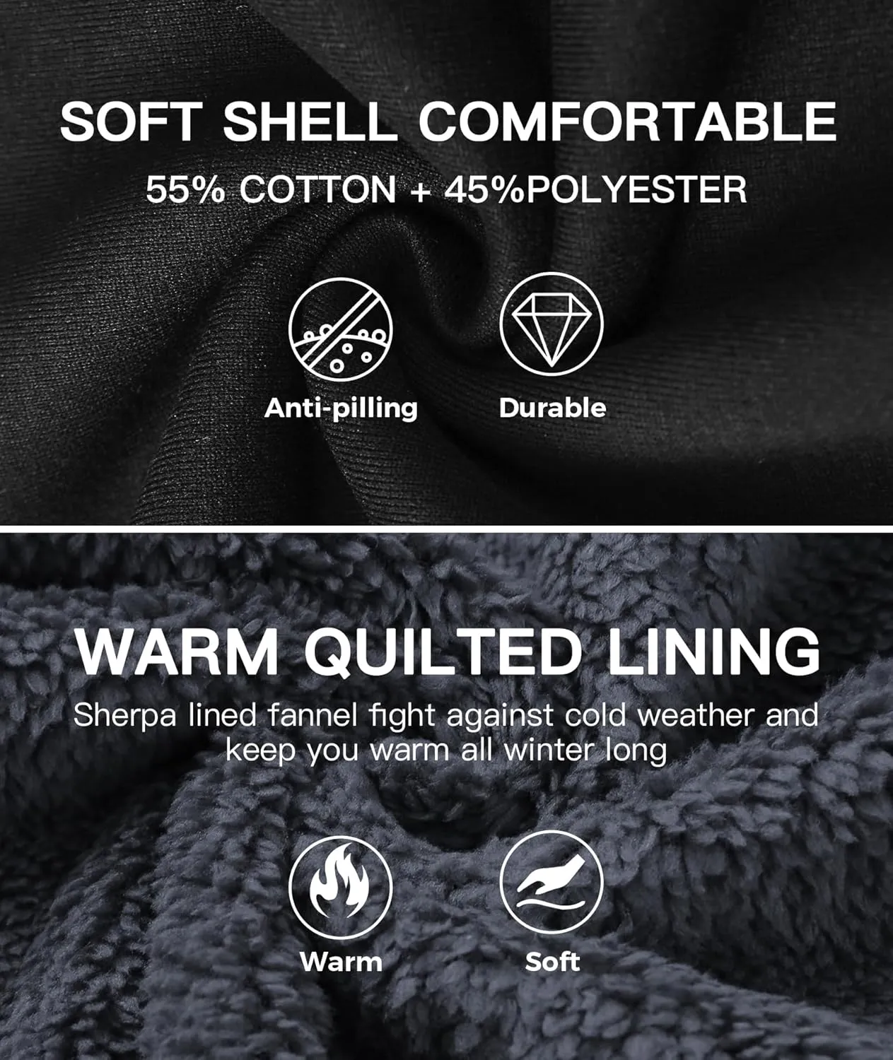 JACKETOWN Men's Heavyweight Fleece Hoodies full Zipper Thick Sherpa Lined Sweatshirt Wool Warm Coat