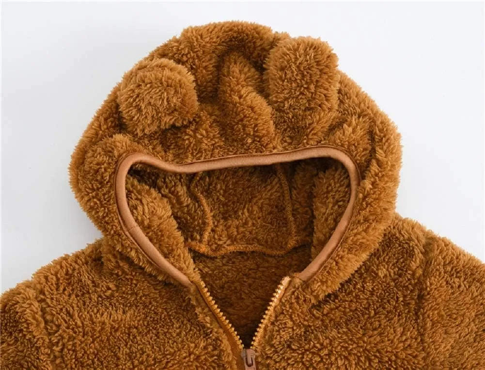 JESKIDS Toddler Girls Boys Fleece Hoody Jacket Zip Up Teddy Coat Warm Winter Outwear