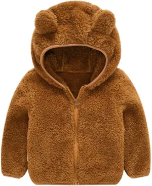 JESKIDS Toddler Girls Boys Fleece Hoody Jacket Zip Up Teddy Coat Warm Winter Outwear