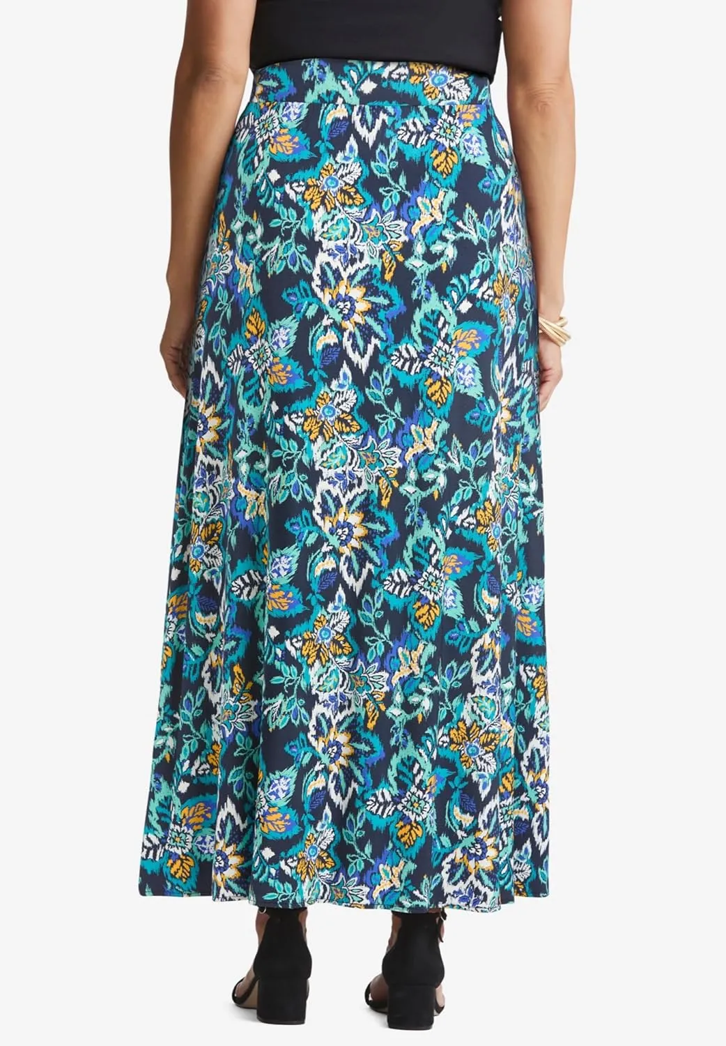 Jessica London Women's Plus Size Casual Wide Elastic Pull-On Lightweight Maxi Skirt