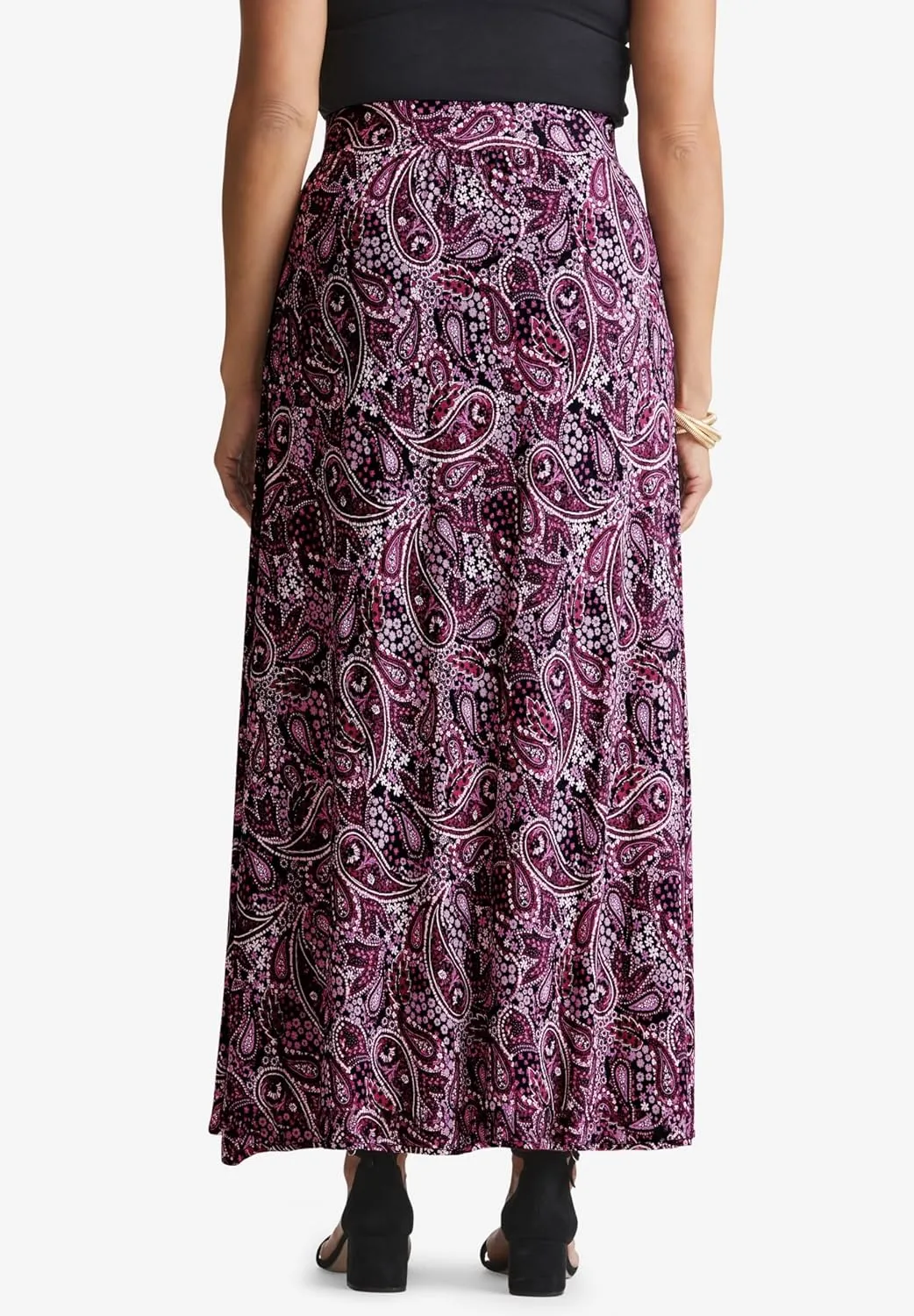 Jessica London Women's Plus Size Casual Wide Elastic Pull-On Lightweight Maxi Skirt