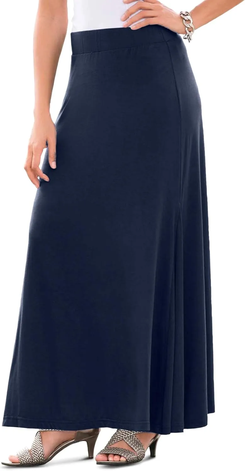 Jessica London Women's Plus Size Casual Wide Elastic Pull-On Lightweight Maxi Skirt