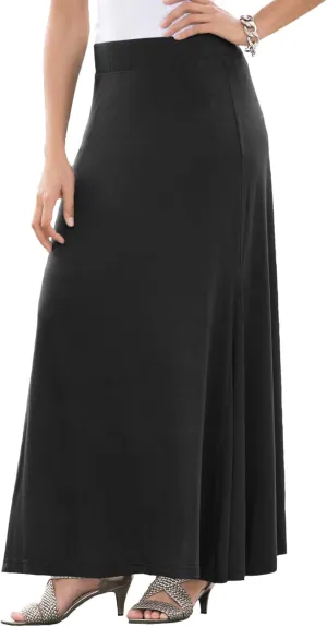 Jessica London Women's Plus Size Casual Wide Elastic Pull-On Lightweight Maxi Skirt