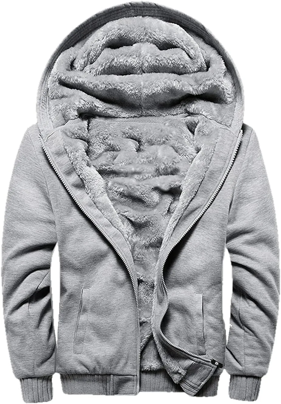 JiangWu Womens Fashion Horn Button Fleece Thicken Coat with Hood Winter Warm Jacket