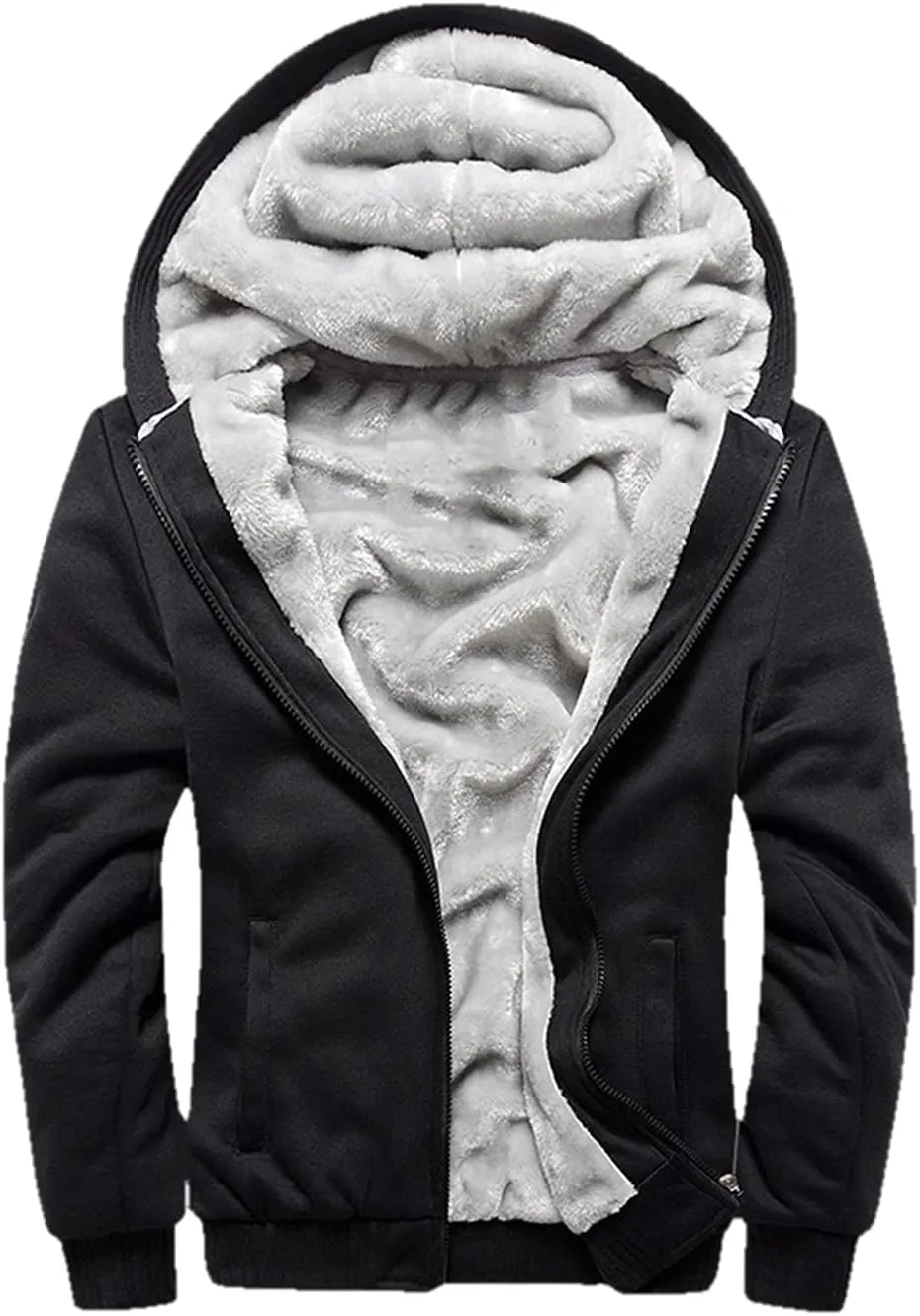 JiangWu Womens Fashion Horn Button Fleece Thicken Coat with Hood Winter Warm Jacket