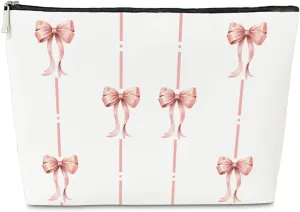 JioJio Chan Pink Coquette Bow Makeup Bag, Funky Pouch Gift for Teen Girls Women, Trendy Preppy PU Leather Cosmetic Bag, Cute Preppy Stuff, Birthday Gift for Sister, Teen, Daughter, Bff, Friend