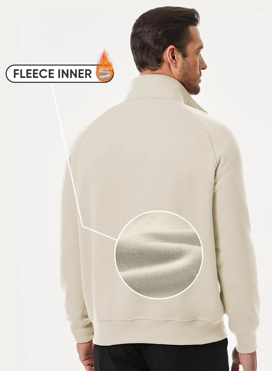 JMIERR Men's Quarter Zip Pullover Heavy Sweatshirts Warm Fleece Sweatshirt Polo Shirt with Pockets