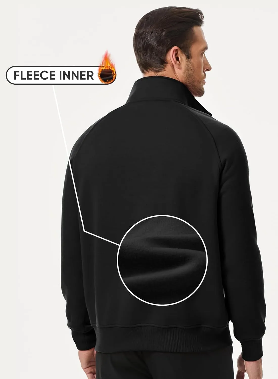 JMIERR Men's Quarter Zip Pullover Heavy Sweatshirts Warm Fleece Sweatshirt Polo Shirt with Pockets