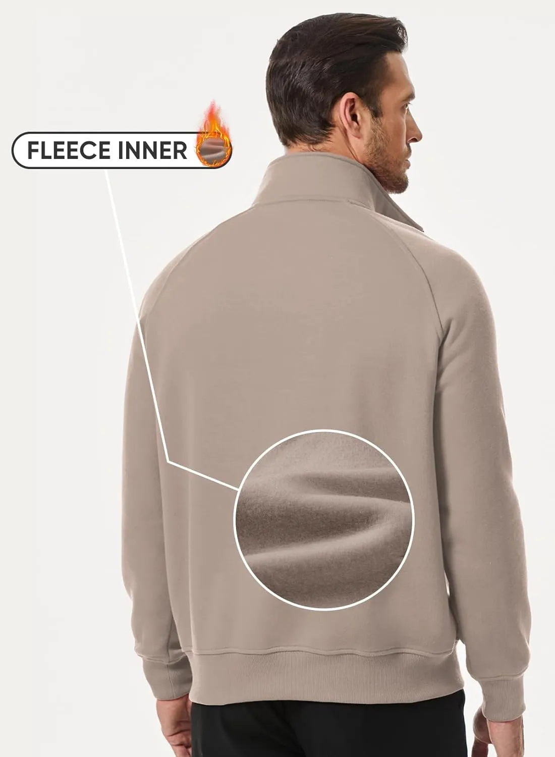 JMIERR Men's Quarter Zip Pullover Heavy Sweatshirts Warm Fleece Sweatshirt Polo Shirt with Pockets
