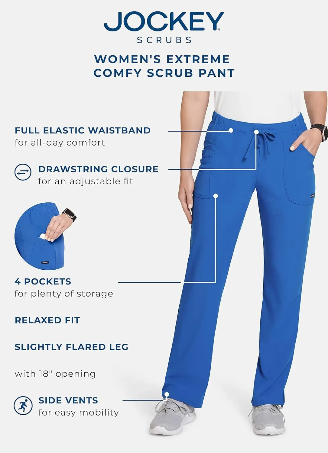 Jockey Scrubs Classic Womens Extreme Comfy Elastic Waist Drawstring Pant