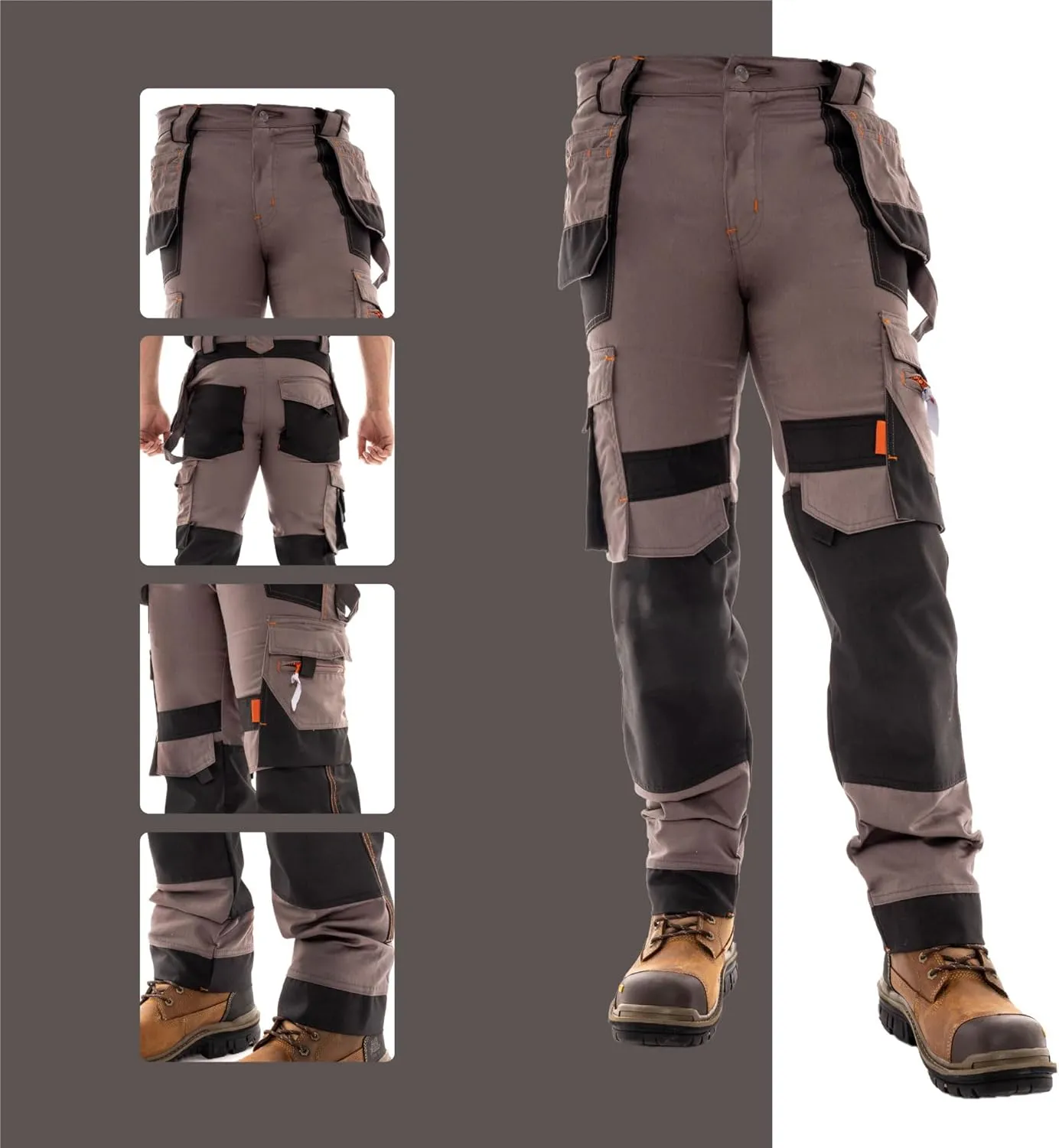 Juicy Trendz Men's Heavy Duty Work Cargo Pants  Reinforced Knees, Multi-Pocket Trousers for Construction & Mechanics