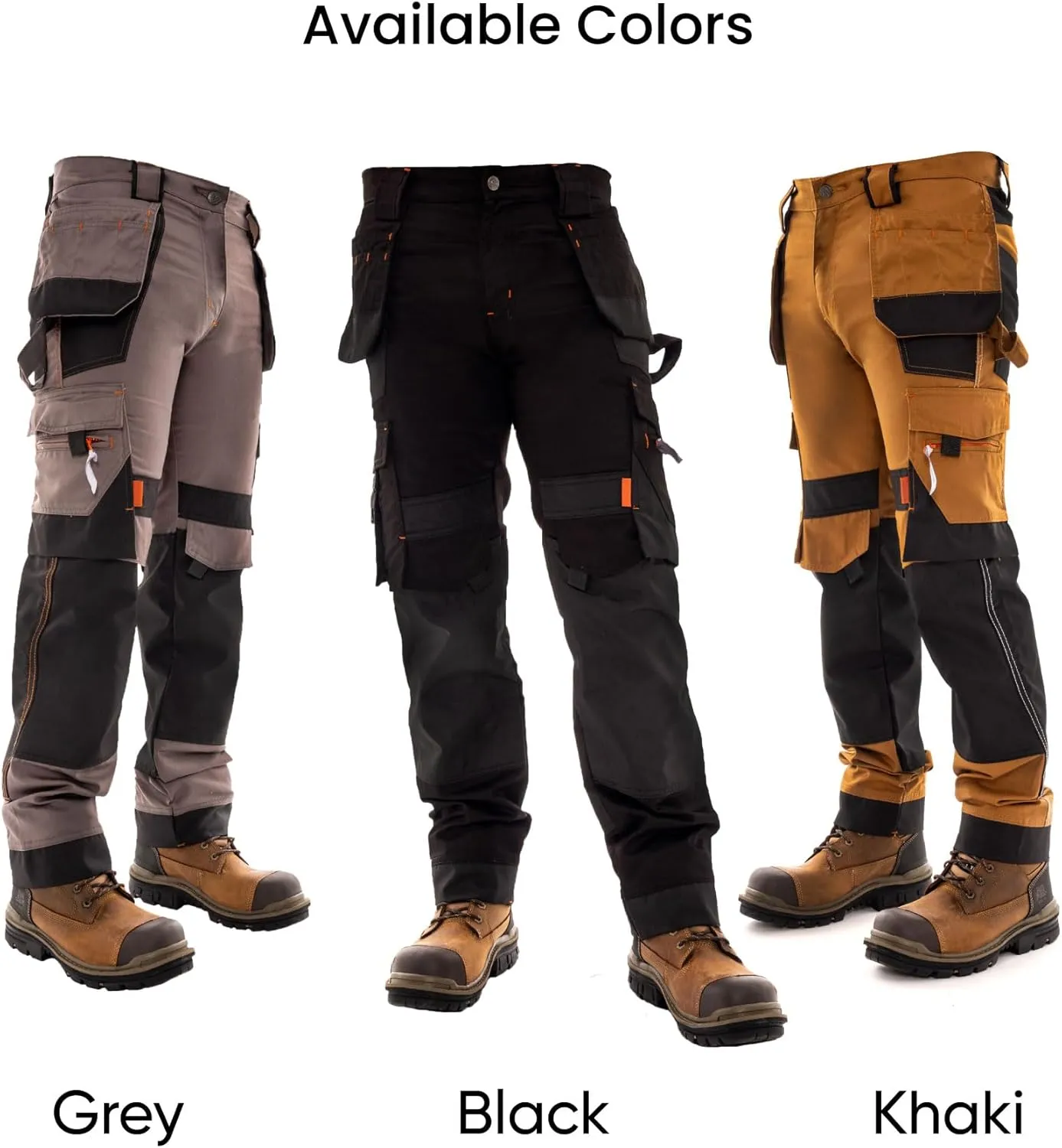 Juicy Trendz Men's Heavy Duty Work Cargo Pants  Reinforced Knees, Multi-Pocket Trousers for Construction & Mechanics