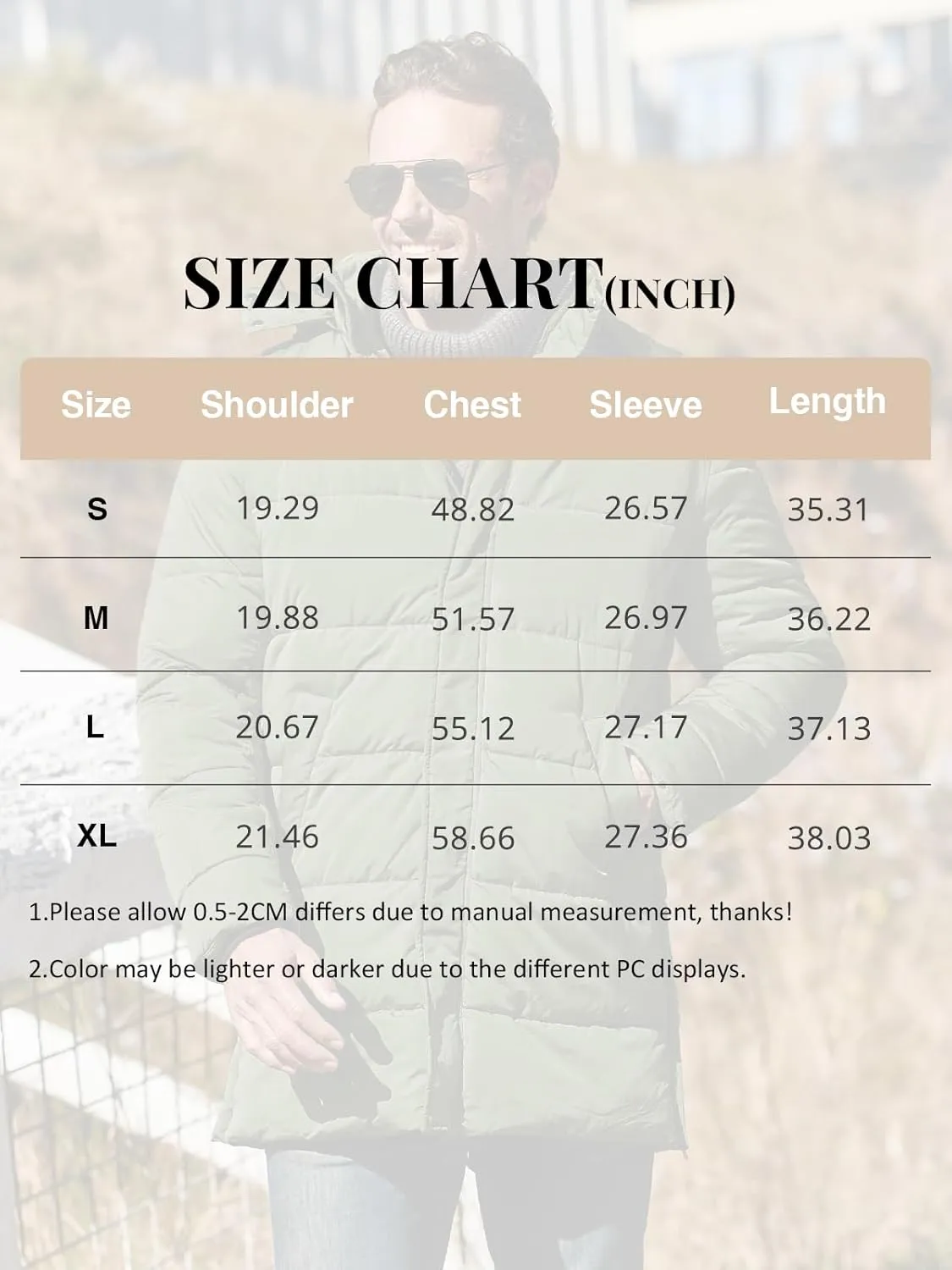 Karlywindow Mens Hooded Puffer Coat Parka Quilted Down Coat Long Warm Winter Thicken Padded Jacket