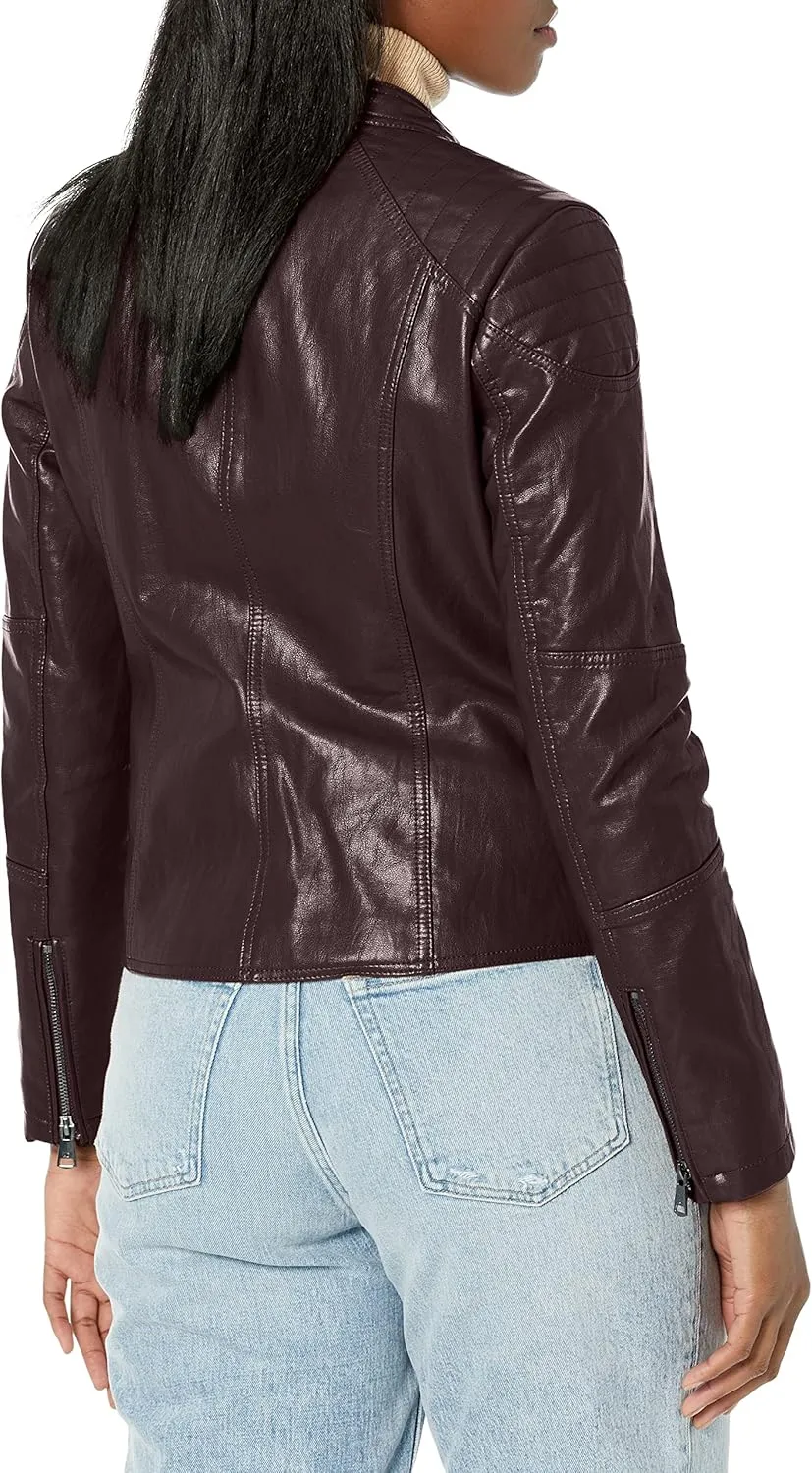Kenneth Cole Women's Classic Short Moto Faux Leather Jacket
