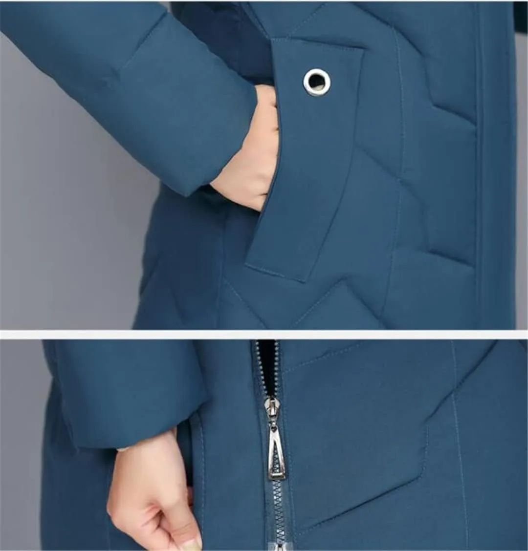 keusyoi Women Long Jacket Hooded Thick Warm Fur Collar Padded Cotton Coat Women's Winter Parka Overcoat
