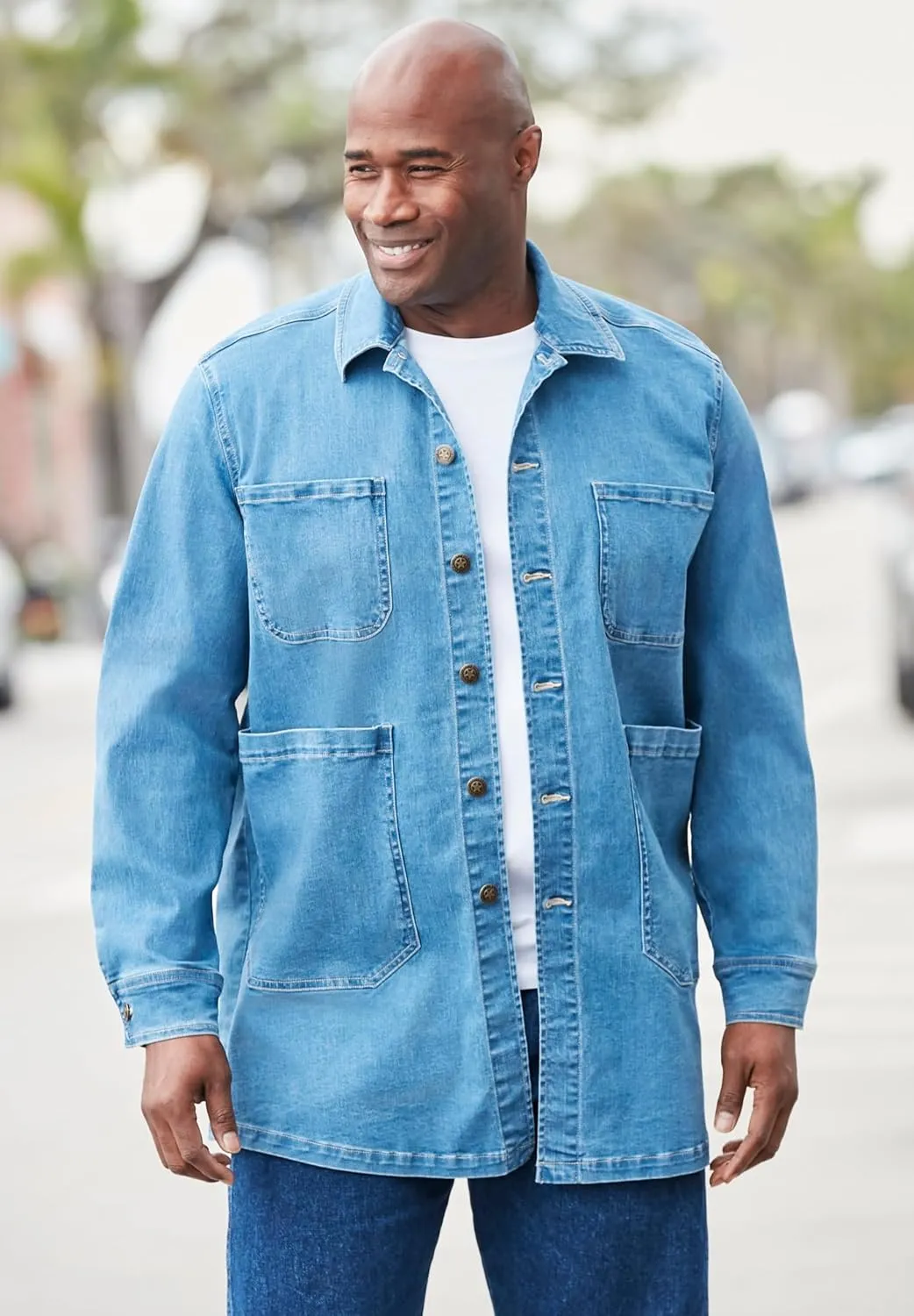 KingSize Men's Big & Tall Flex Denim Multi Pocket Chore Jacket
