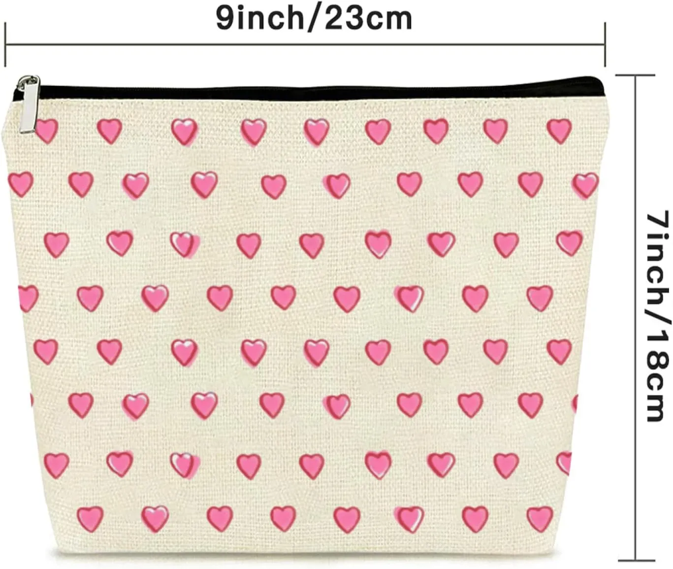 KNoRRS Chic Pink Preppy Makeup Bag - Elegant Zipper Pouch for Travel & Toiletries, Ideal Gift for Teen Girls & Hearts Lovers