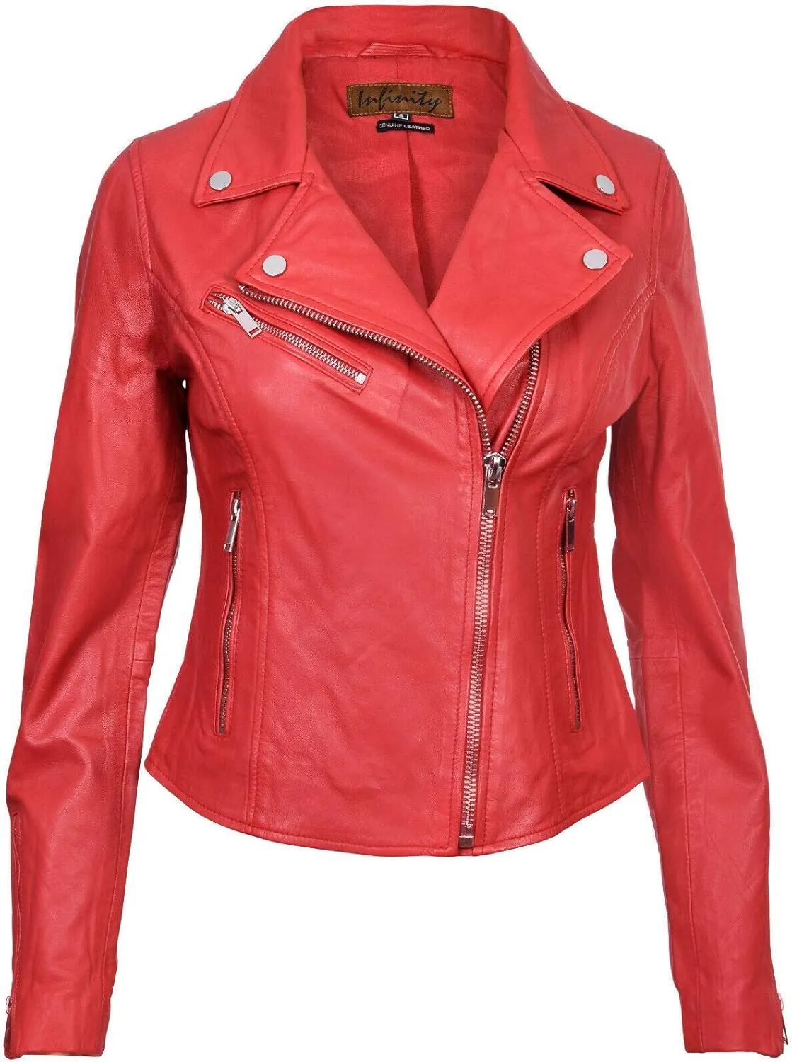 Ladies Leather Jacket Classic Biker Style Real Leather Womens Jacket