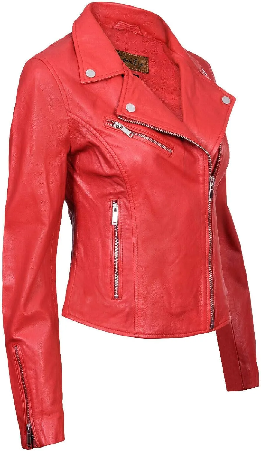 Ladies Leather Jacket Classic Biker Style Real Leather Womens Jacket