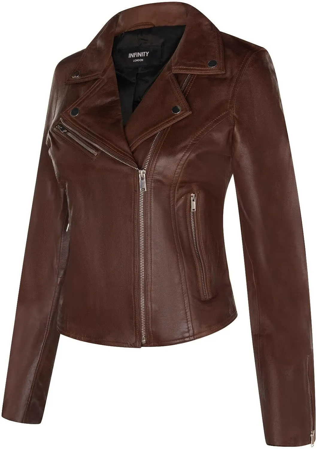 Ladies Leather Jacket Classic Biker Style Real Leather Womens Jacket