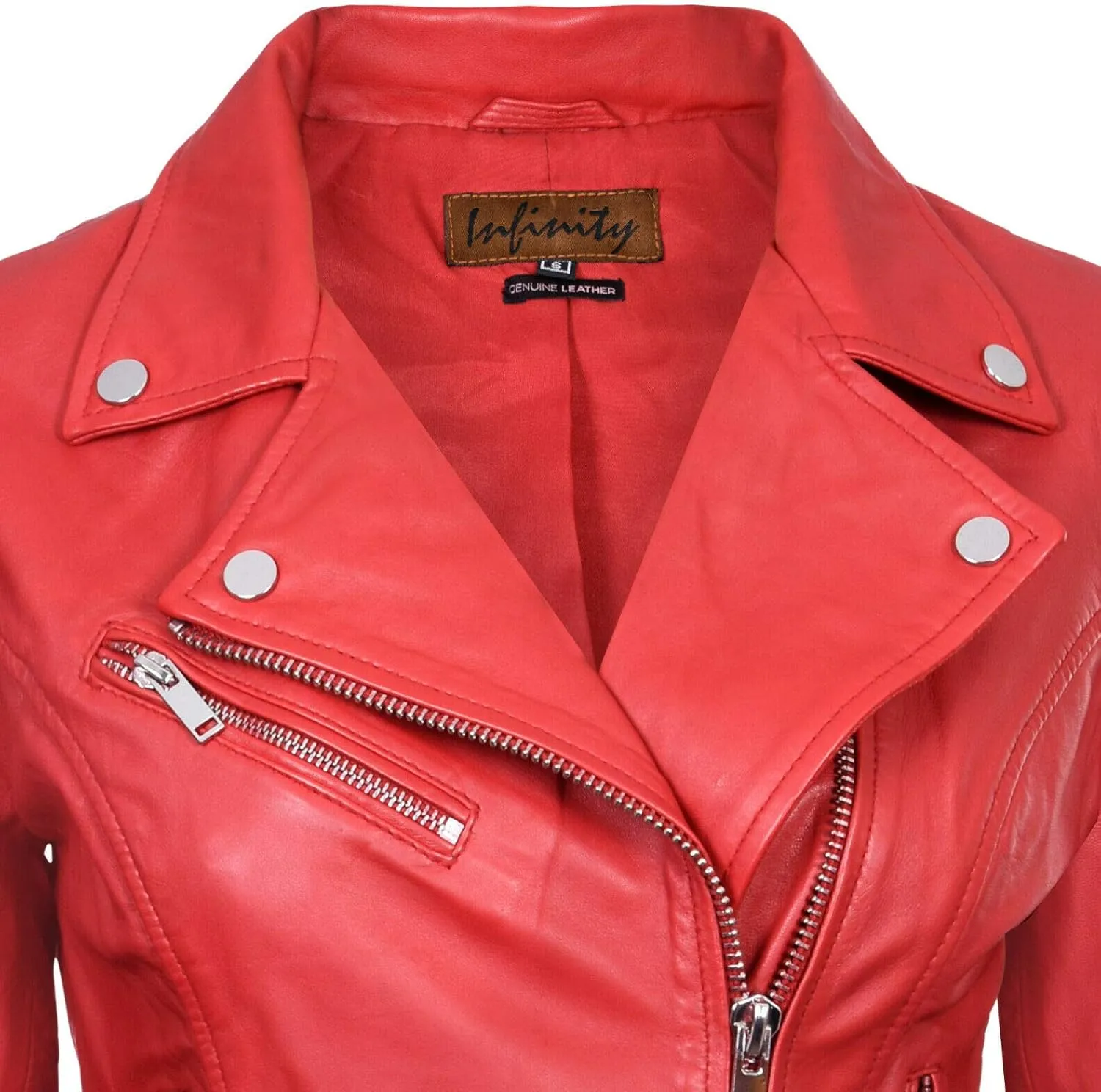 Ladies Leather Jacket Classic Biker Style Real Leather Womens Jacket