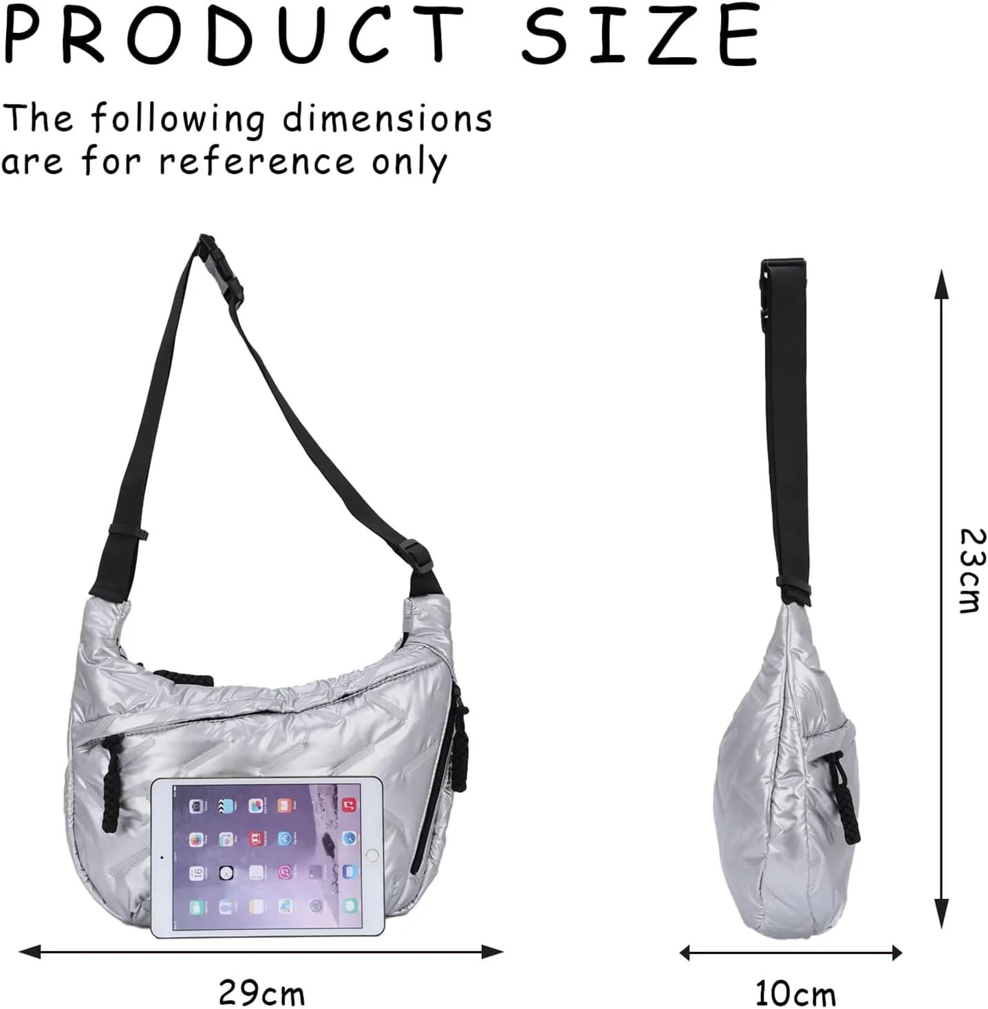 Lanpet Crescent Quilted Puffy Padded Crossbody Multi-Pocket Sling Moon Slouchy Dumpling Bag
