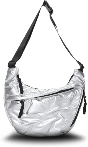 Lanpet Crescent Quilted Puffy Padded Crossbody Multi-Pocket Sling Moon Slouchy Dumpling Bag