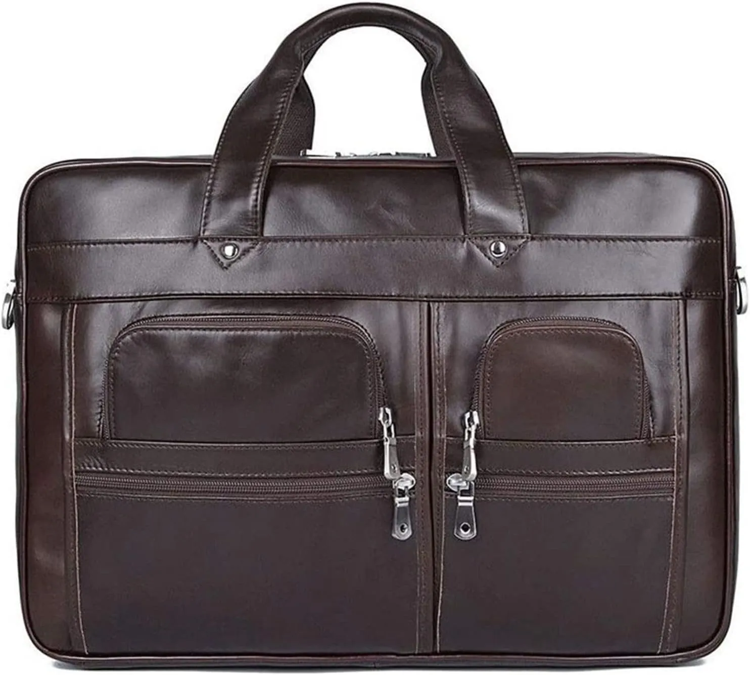 Laptop Briefcase Large Capacity, Multi Pocket Messenger Bag Waterproof Vintage Crazy Leather Briefcase