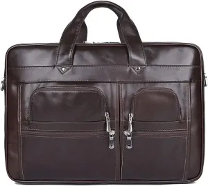 Laptop Briefcase Large Capacity, Multi Pocket Messenger Bag Waterproof Vintage Crazy Leather Briefcase