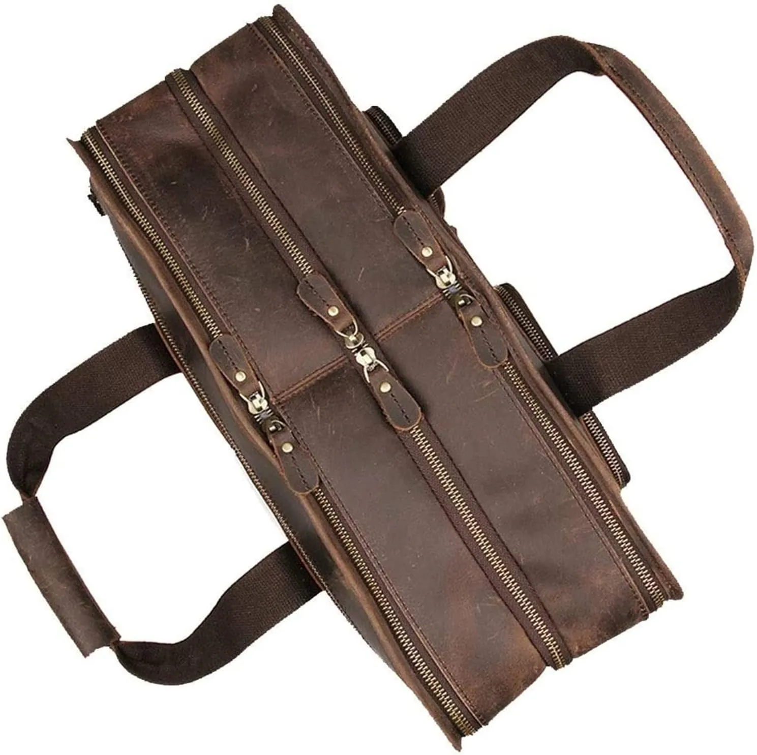 Laptop Briefcase Large Capacity, Multi Pocket Messenger Bag Waterproof Vintage Crazy Leather Briefcase