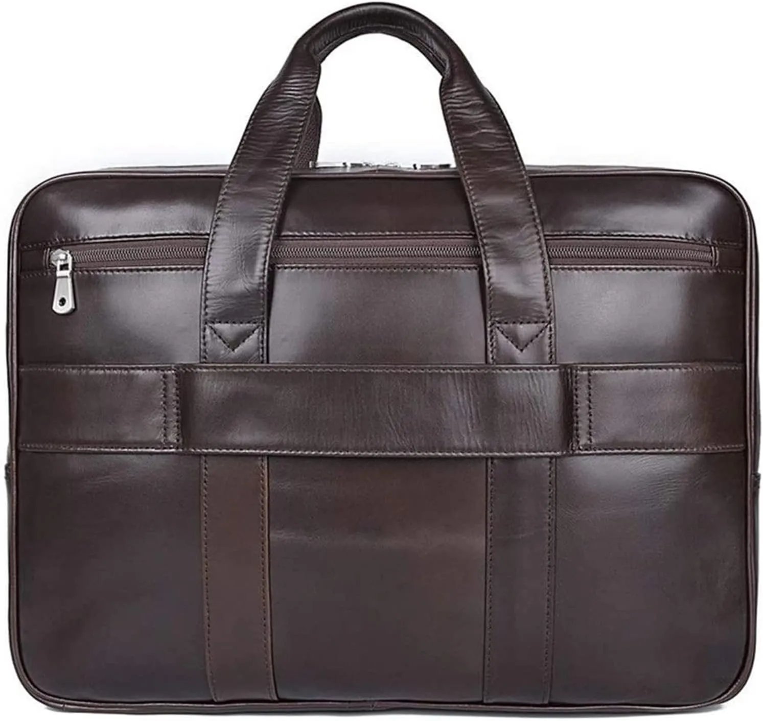 Laptop Briefcase Large Capacity, Multi Pocket Messenger Bag Waterproof Vintage Crazy Leather Briefcase