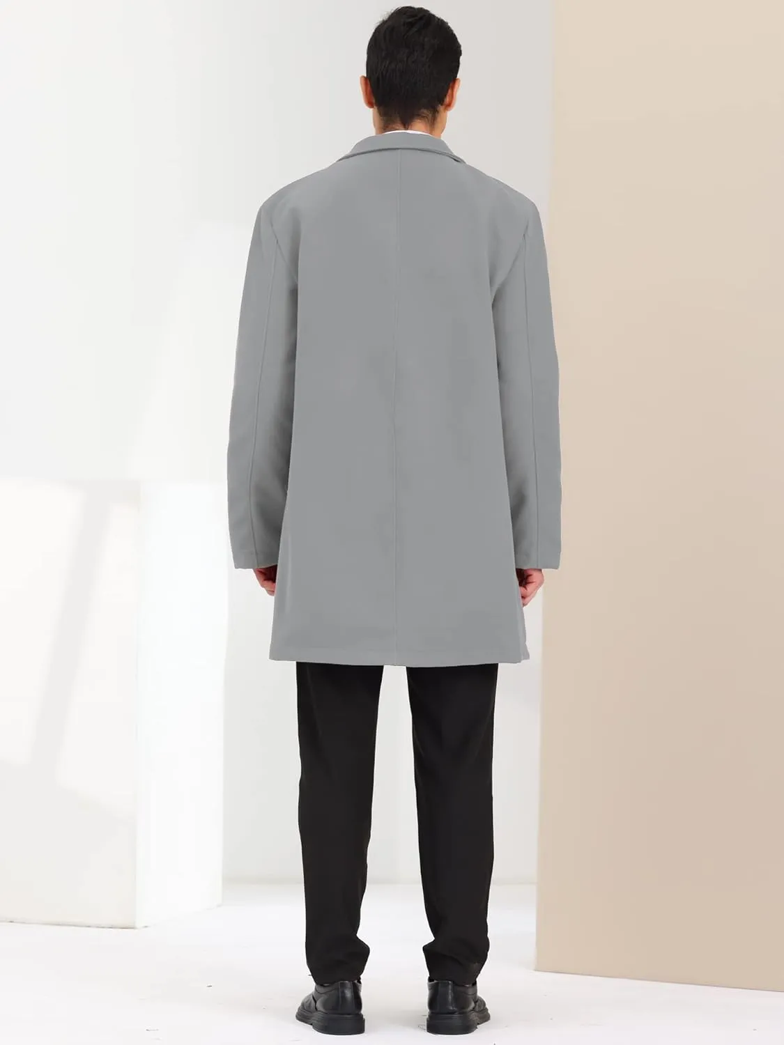 Lars Amadeus Men's Trench Coat Lapel Collar Single Breasted Warm Long Peacoat Overcoat