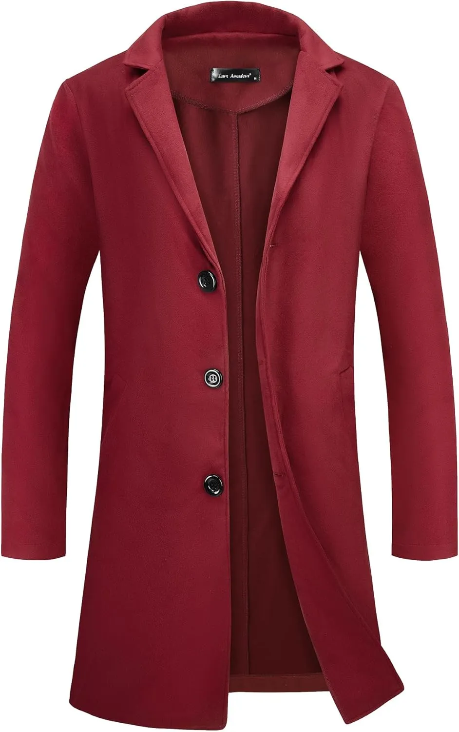 Lars Amadeus Men's Trench Coat Lapel Collar Single Breasted Warm Long Peacoat Overcoat
