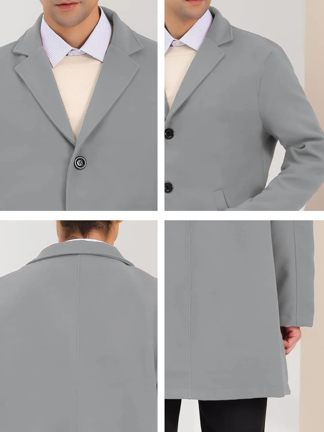 Lars Amadeus Men's Trench Coat Lapel Collar Single Breasted Warm Long Peacoat Overcoat