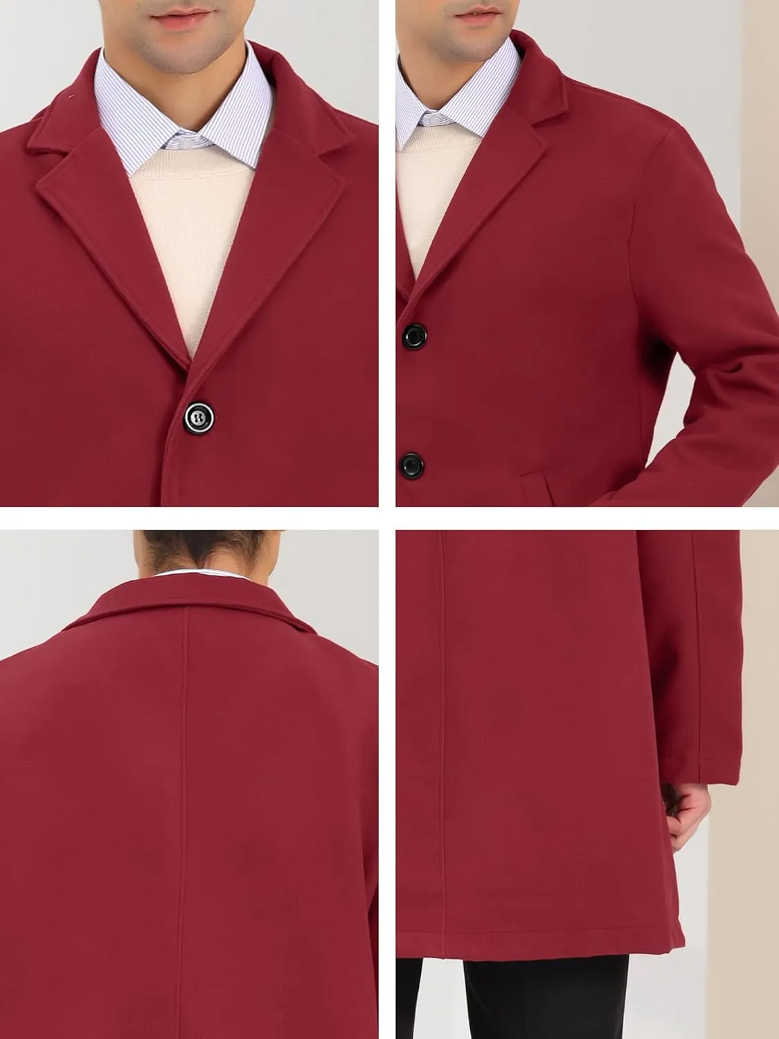 Lars Amadeus Men's Trench Coat Lapel Collar Single Breasted Warm Long Peacoat Overcoat